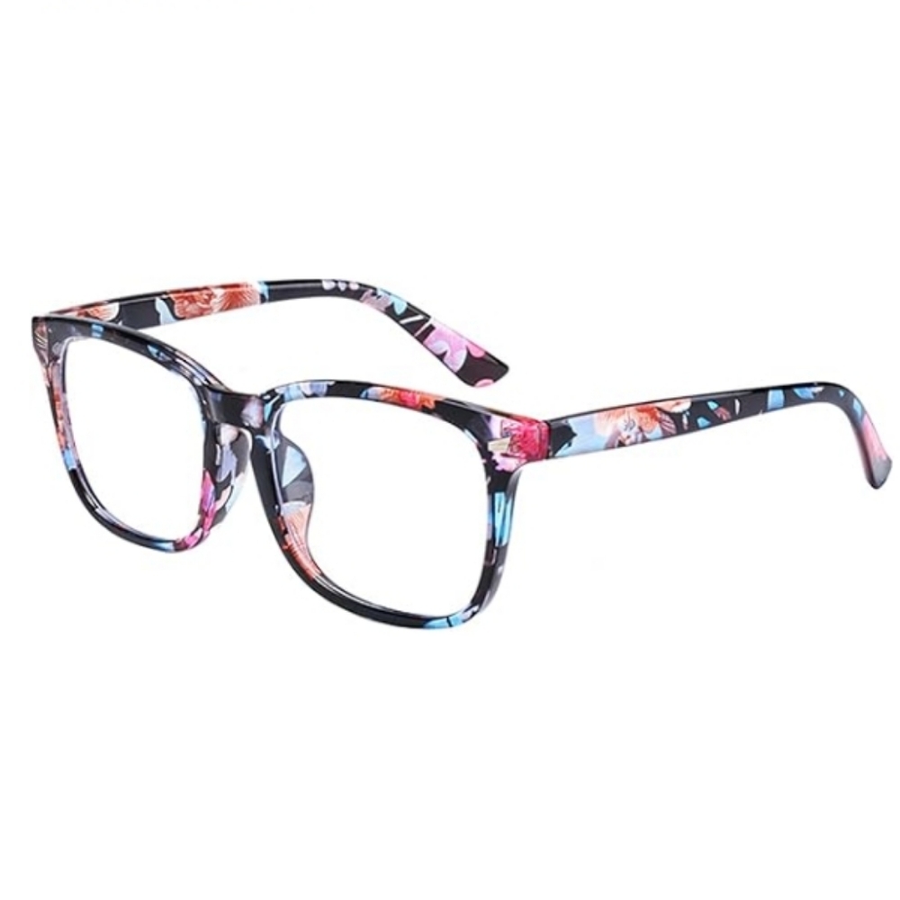 Non Prescription Glasses Square Clear Lens Eyeglasses Flowers